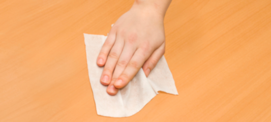 Disinfecting Wipes Wiping Down Table