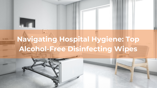 Healthcare professional using medical-grade disinfecting wipe on equipment in a hospital setting, illustrating safe and effective cleaning practices.