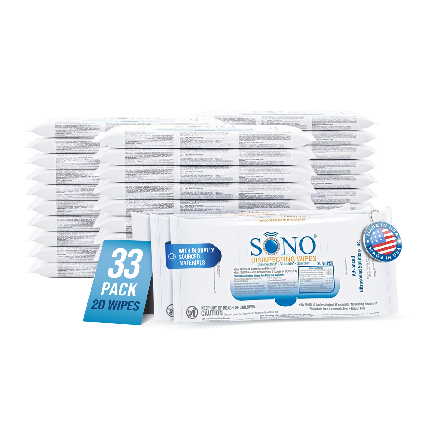 Wholesale SONO Disinfecting Wipes Travel Size (33 Pack)