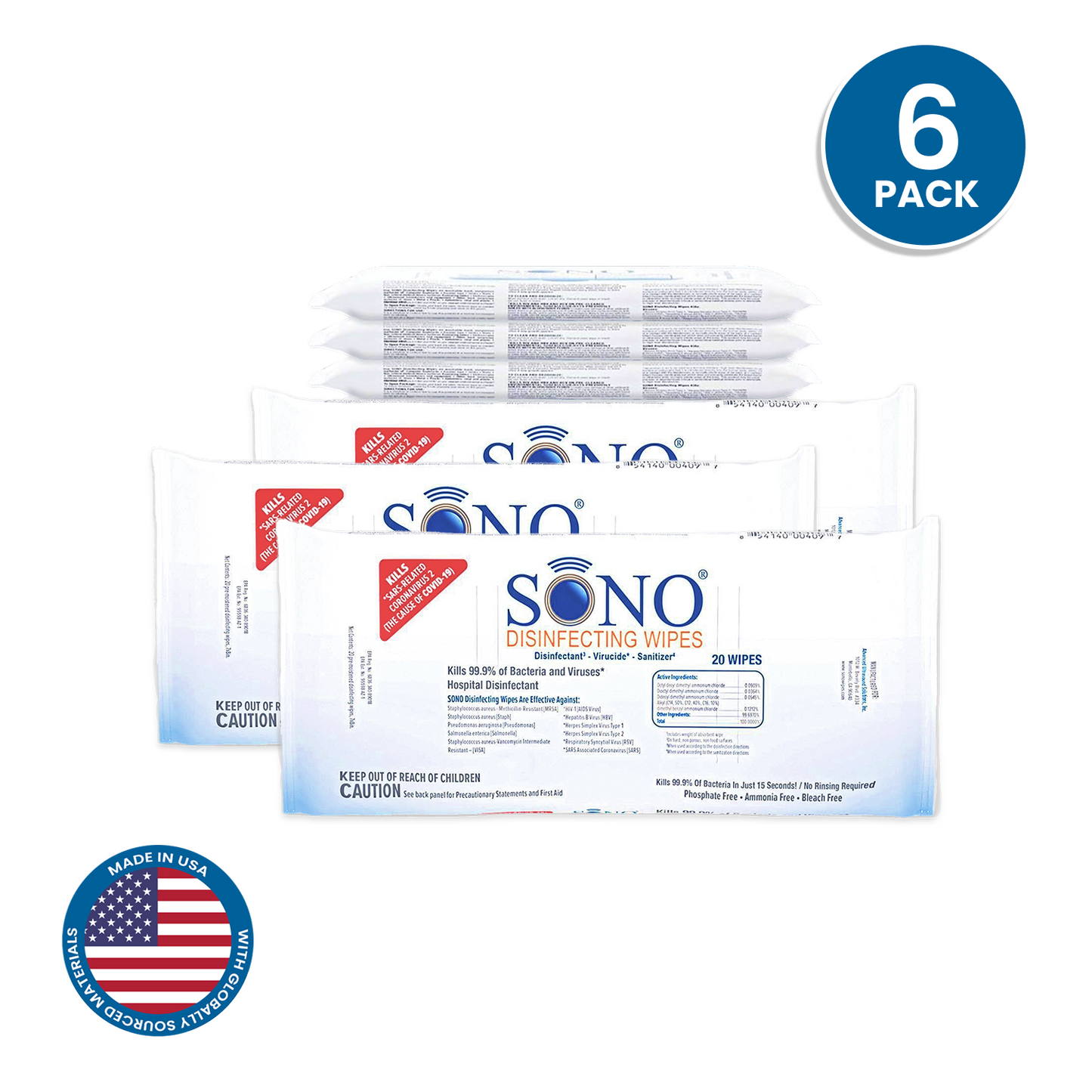 SONO Disinfecting Travel Wipes