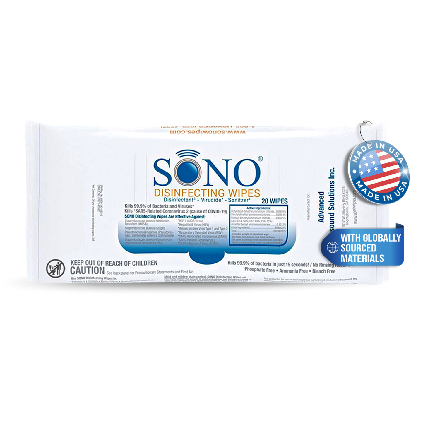 SONO Disinfecting Travel Wipes