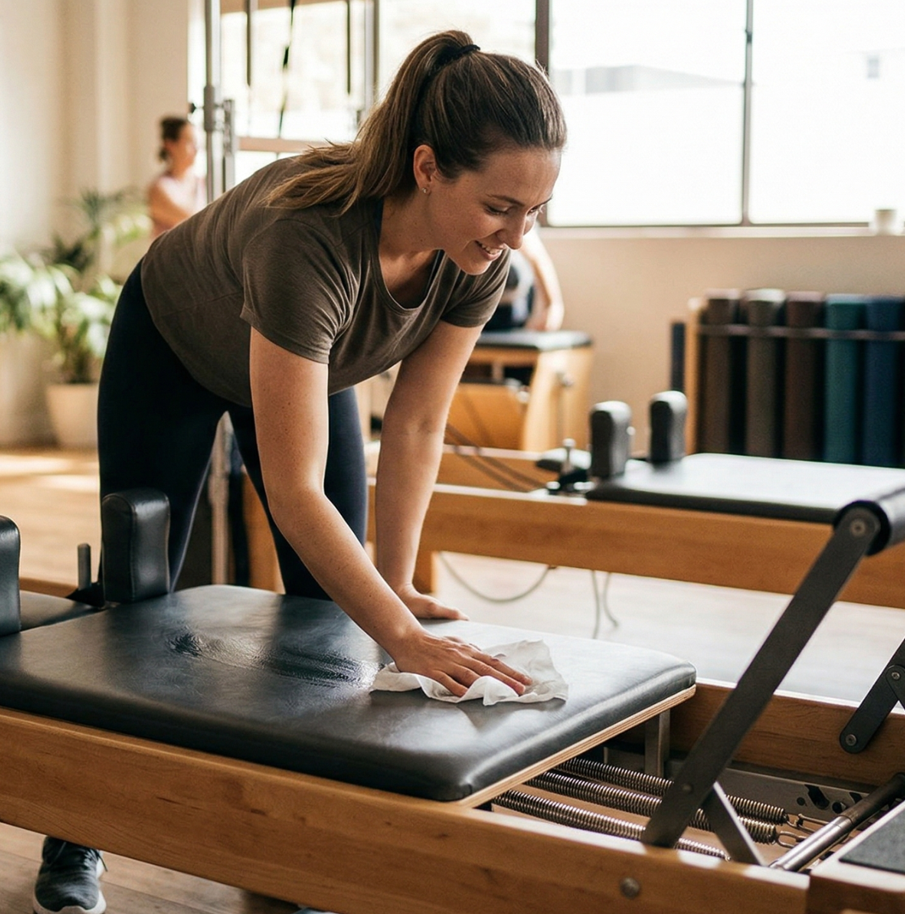 What’s Growing on Your Pilates Reformer: The Science of Studio Hygiene and the Disinfection Protocol That Actually Works