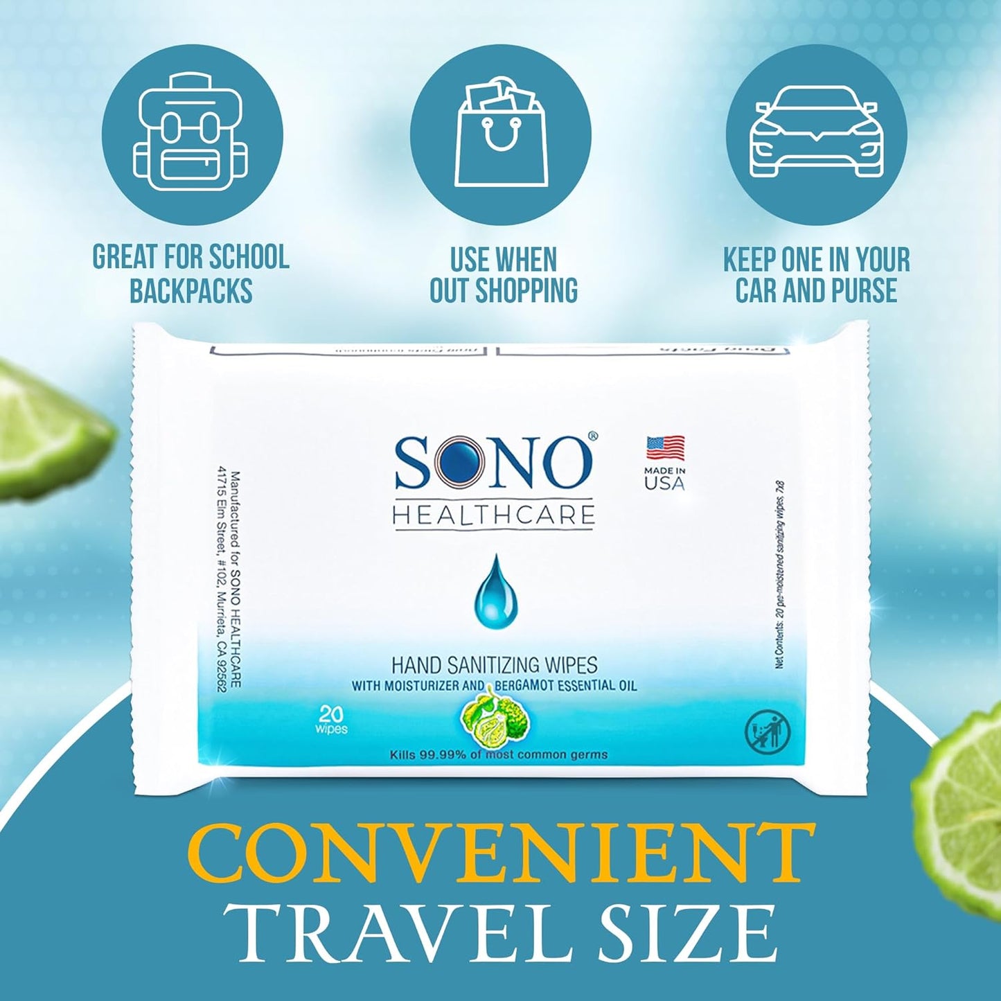 SONO Hand Sanitizing Wipes (6 Pack)