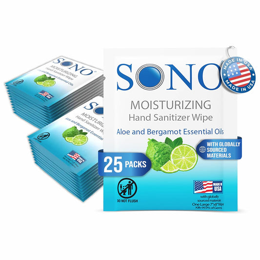 SONO Moisturizing Hand Sanitizer Wipes - 25 Individual Single-Use Packs