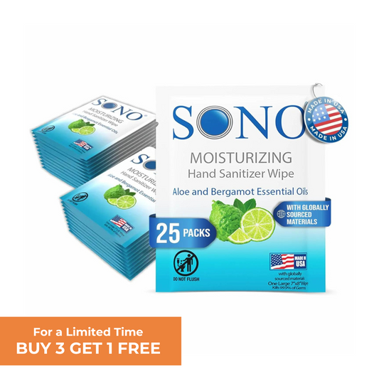 SONO Moisturizing Hand Sanitizer Wipes (25 Pack)