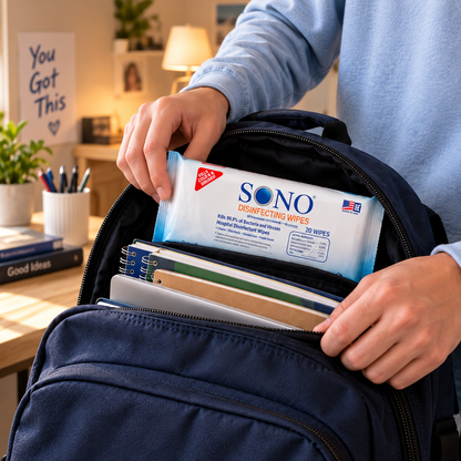 Travel Size Disinfecting Cleaner Deodorizer Wipes | EPA Registered TSA Approved | SONO