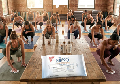 Pro-Grade Pilates Reformer | Yoga Mat Disinfecting Cleaner Deodorizer Wipes | Alcohol-Free Vinyl Safe 80ct Soft Pack | SONO