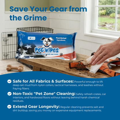 SONO Pet Wipes - Lick Safe Formulation for Dogs & Cats (100 Count) with Chamomilla, Vitamin E & Aloe