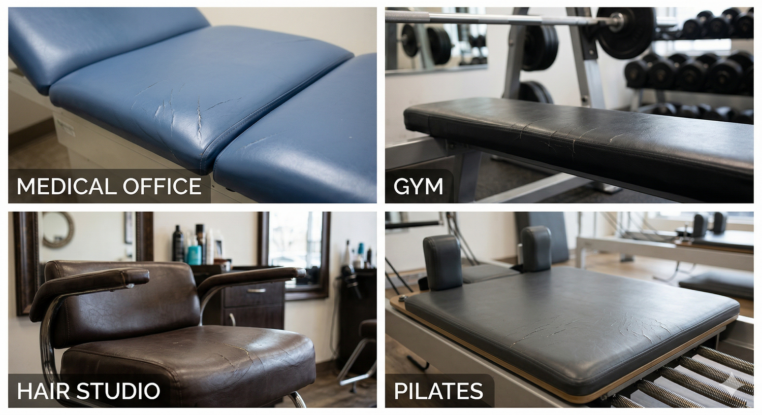 Damaged surfaces in gym hair medical and pilates offices