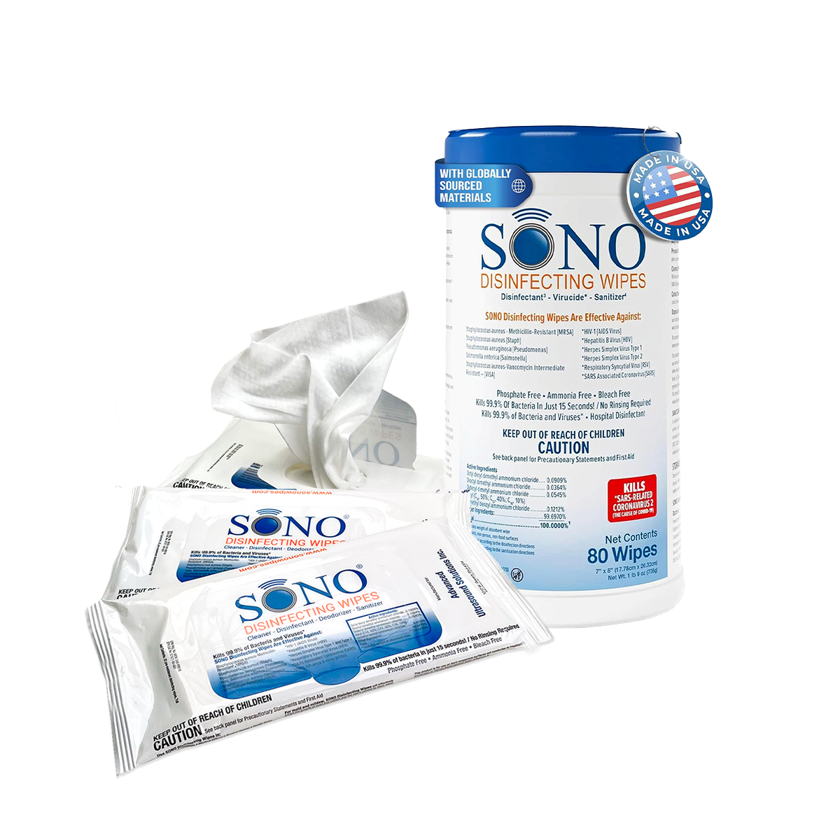 SONO Family Pack Disinfecting Wipes Bundle - Comprehensive Cleaning Solution for Families