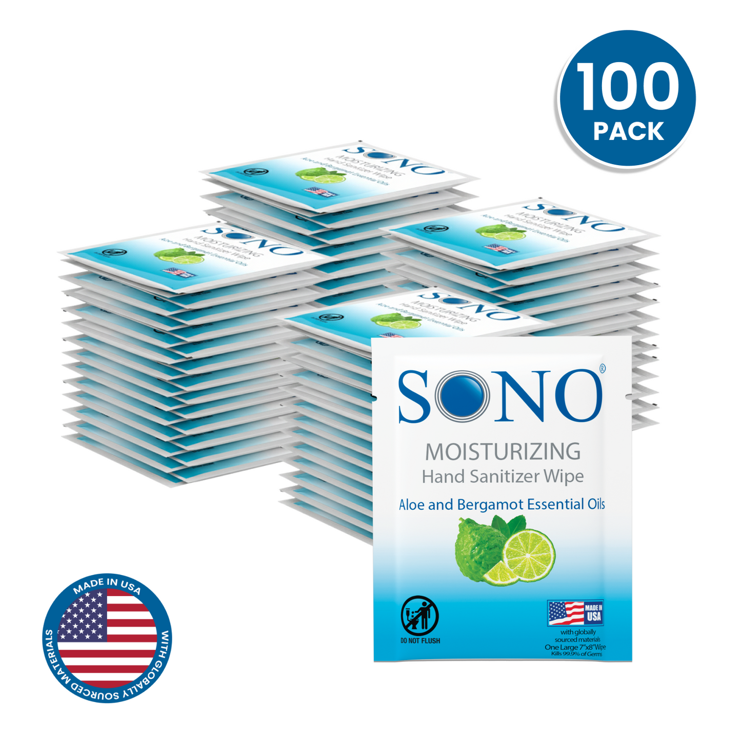 SONO Hand Wipes Singles 100-pack case for offices