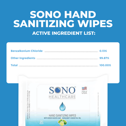SONO Moisturizing Hand Sanitizer Wipes (25 Pack)