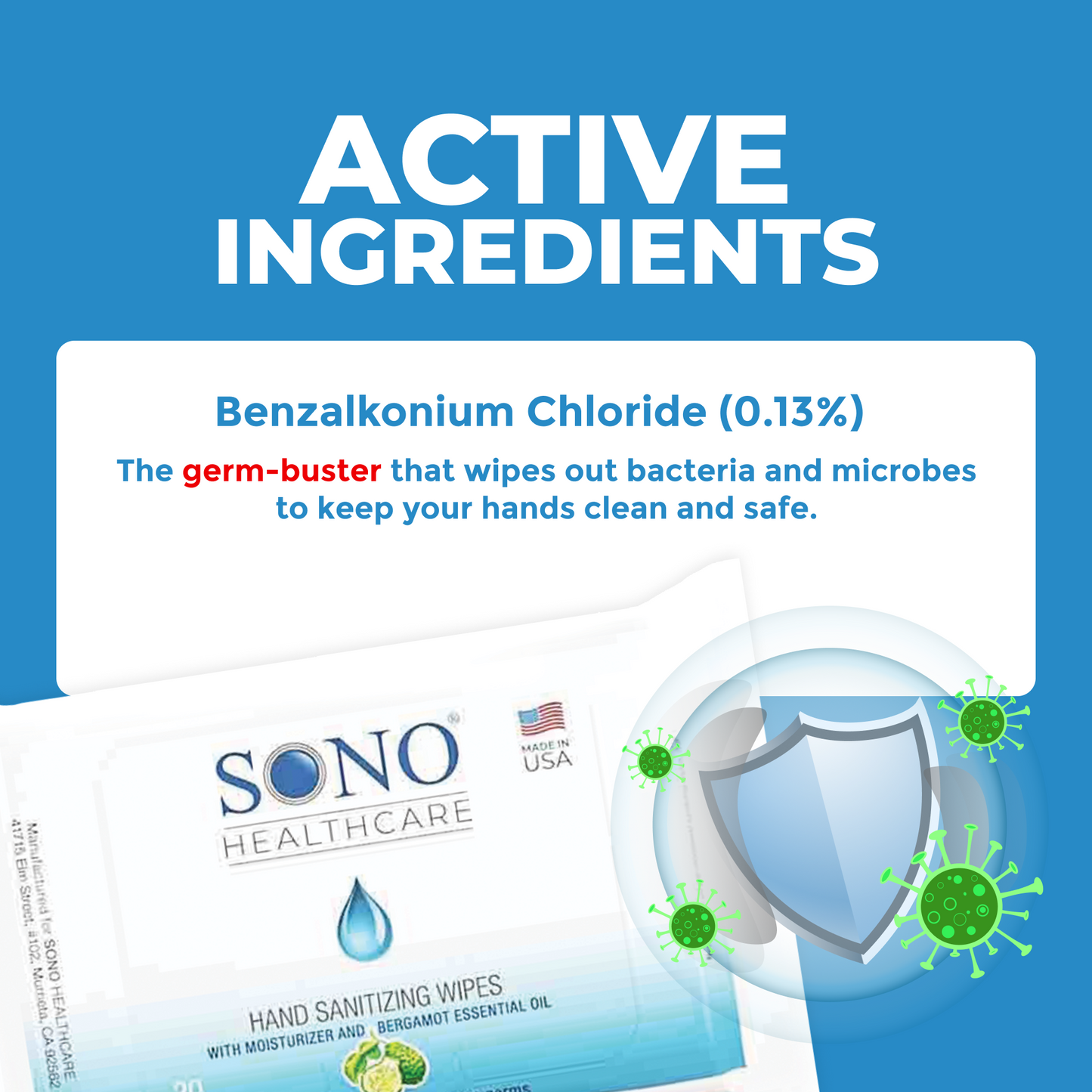 SONO Moisturizing Hand Sanitizer Wipes (25 Pack)