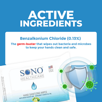 SONO Moisturizing Hand Sanitizer Wipes (25 Pack)