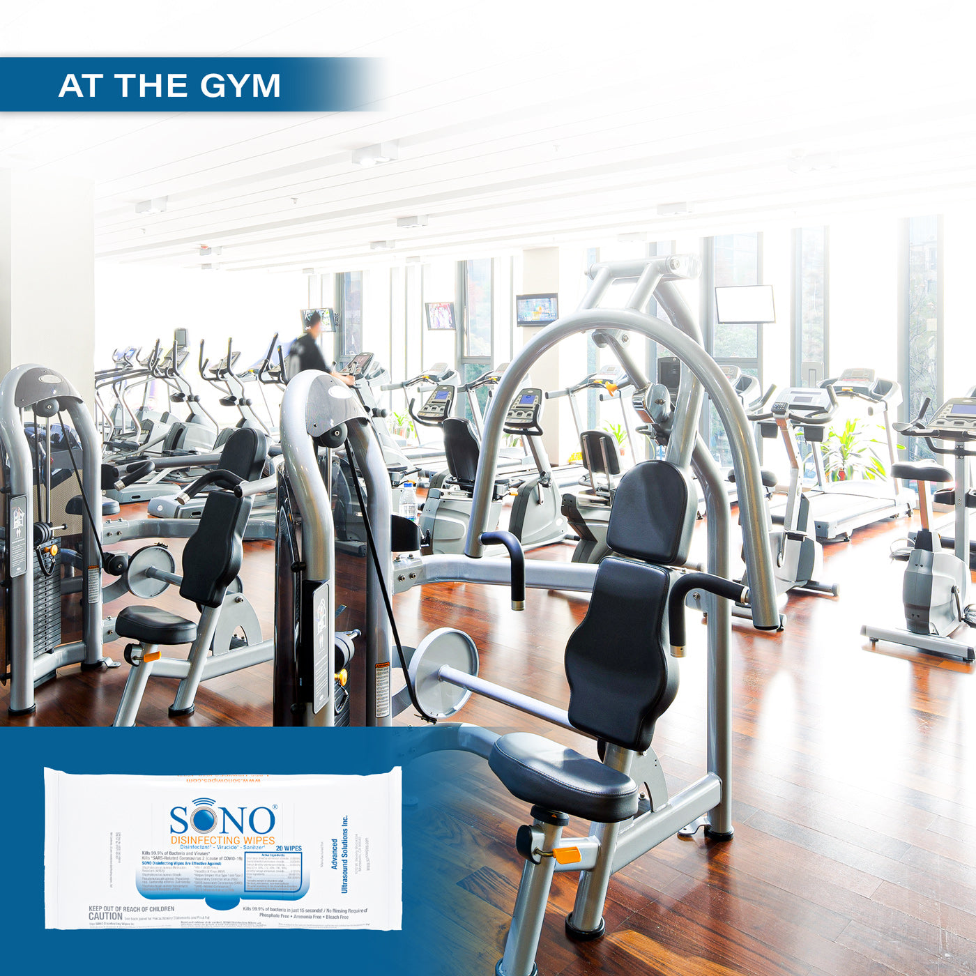 SONO Gym Wipes - Personal Fitness Equipment Disinfecting Wipes (3-Pack)