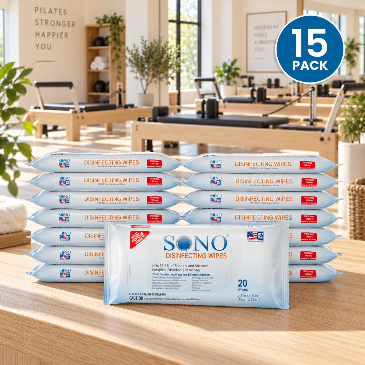 Travel Size Disinfecting Cleaner Deodorizer Wipes | EPA Registered TSA Approved | SONO