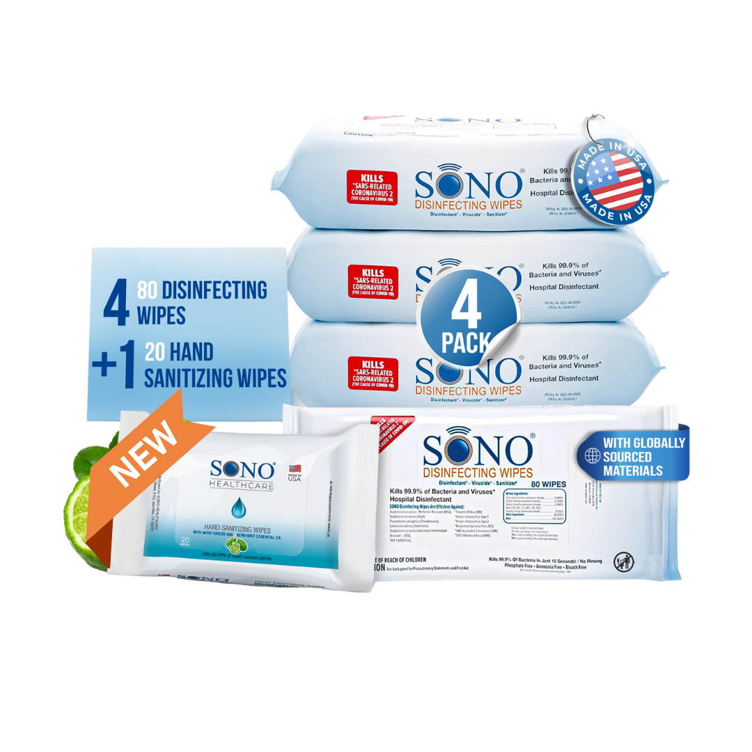 4 pack 80 count SONO disinfecting wipes
