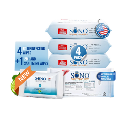 4 pack 80 count SONO disinfecting wipes
