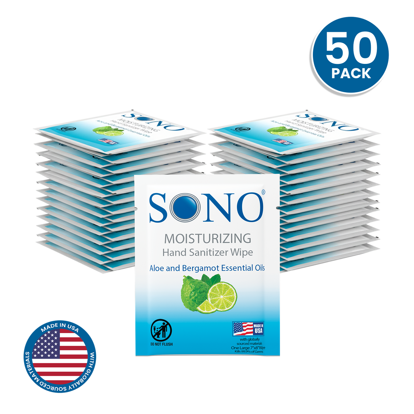 SONO Moisturizing Hand Sanitizer Wipes Singles