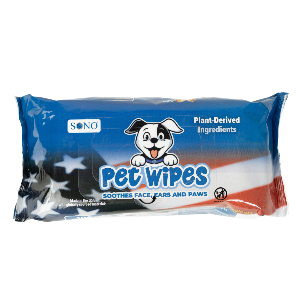 SONO pet wipes single soft pack 100 count Plant derived  natural pet wipes
