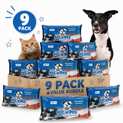 SONO Pet Wipes - Lick Safe Formulation for Dogs & Cats (100 Count) with Chamomilla, Vitamin E & Aloe 9 Pack