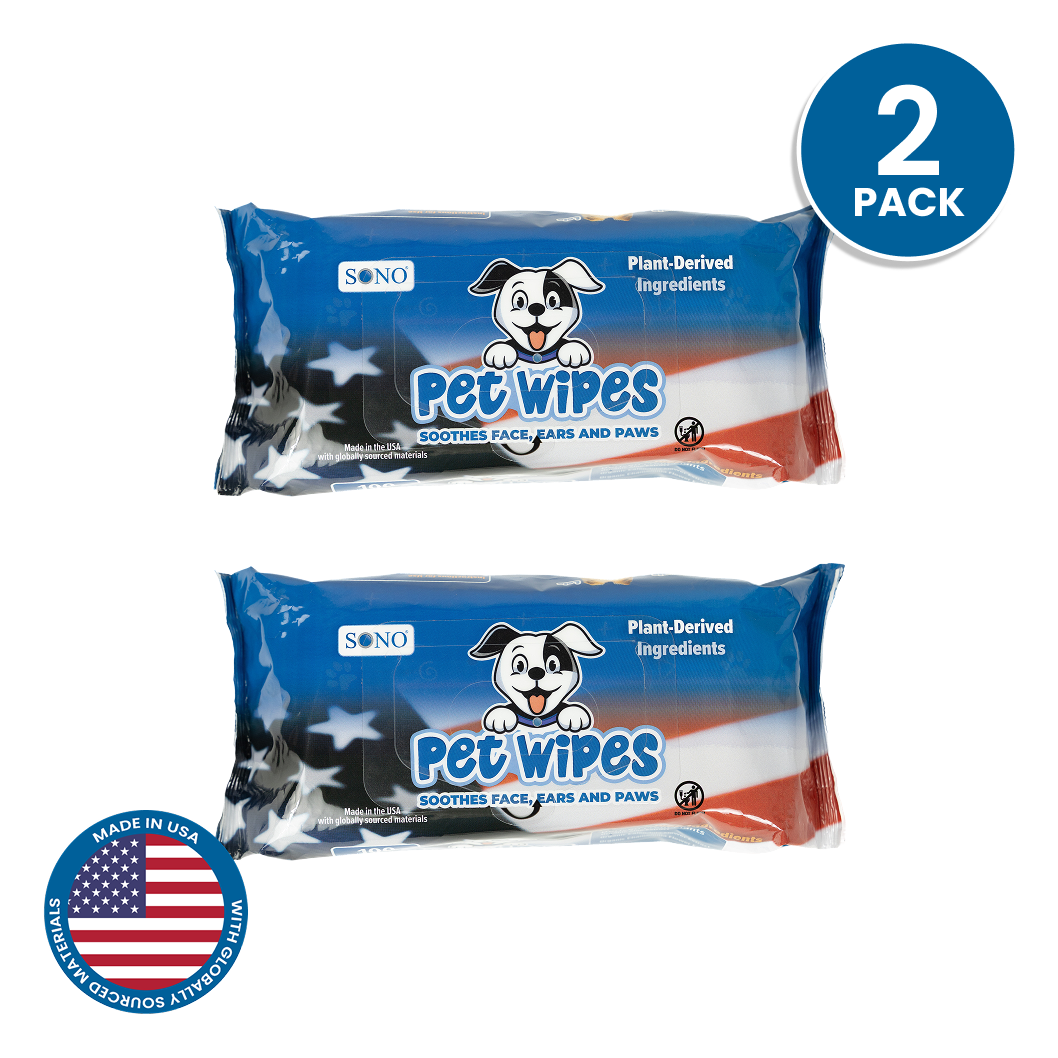 2 pack SONO pet wipes 100 count packages