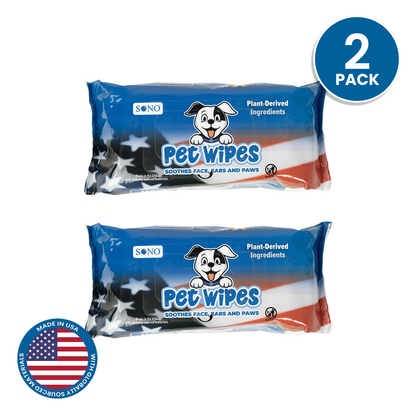 2 pack SONO pet wipes 100 count packages