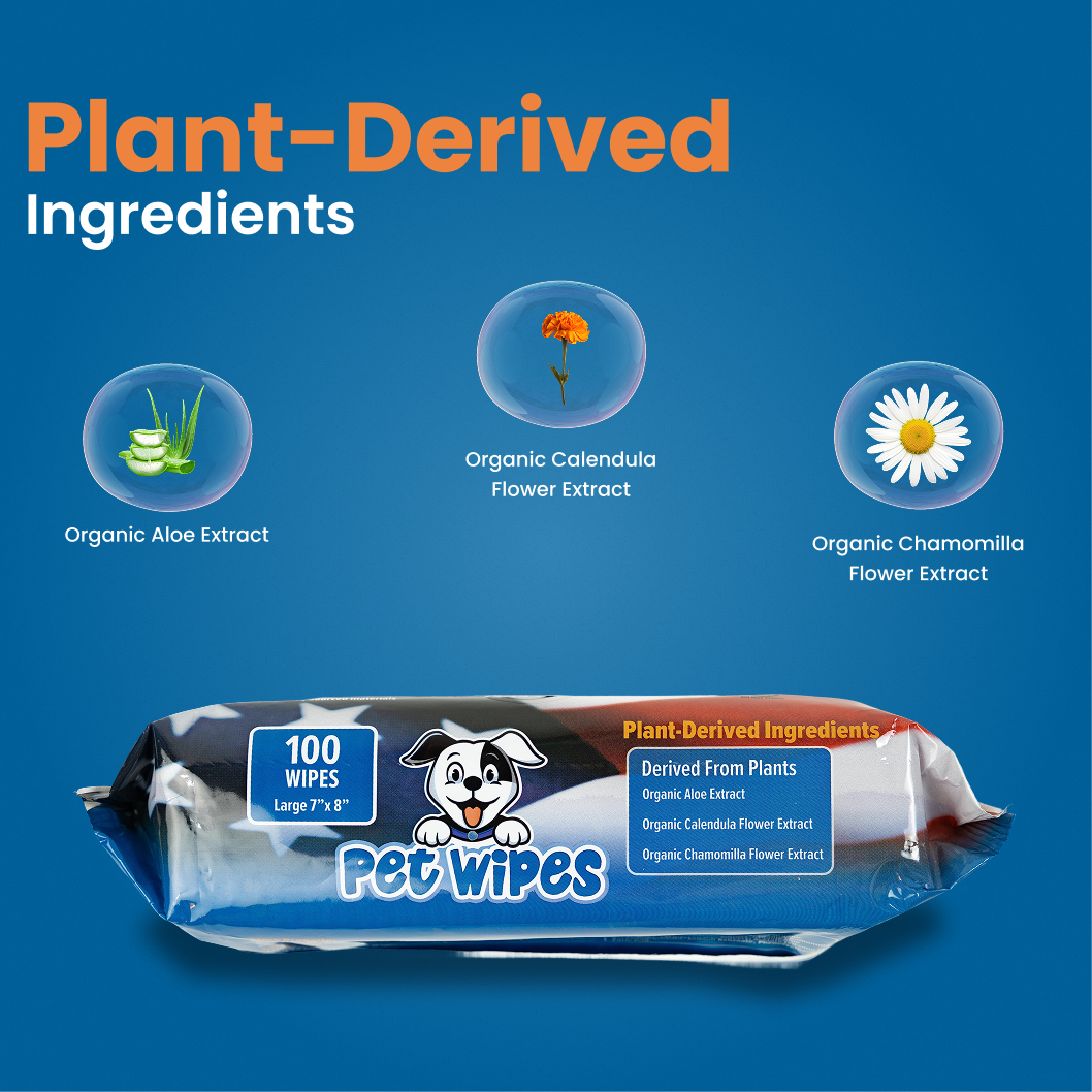 Plant derived SONO pet wipes with Organic Aloe Organic Calendula Organic Chamomilla