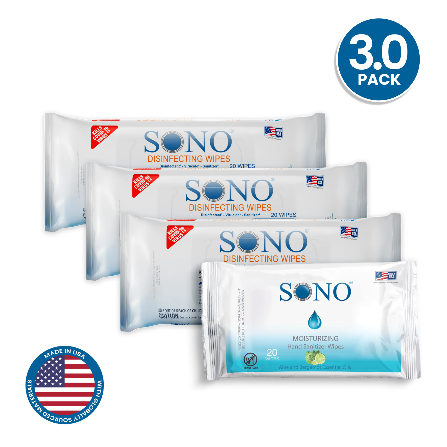 3 pack travel disinfecting wipes portable 20 count 