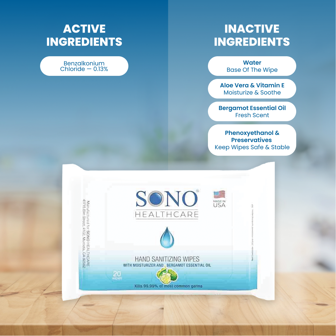 SONO Moisturizing Hand Sanitizer Wipes Singles