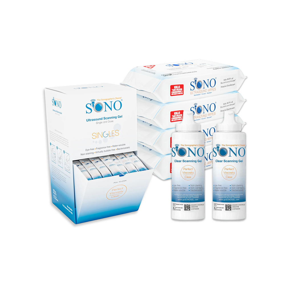SONO products including boxes, bottles, and packets on a white background