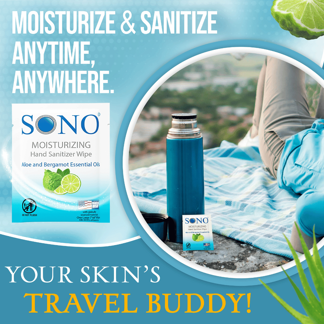 SONO Moisturizing Hand Sanitizer Wipes (25 Pack)