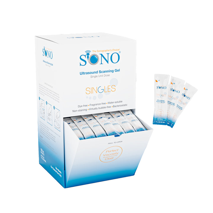 SONO Ultrasound Scanning Gel - Box of 100 Single Gel Packets - Clear and High-Quality Gel for Diagnostic Imaging